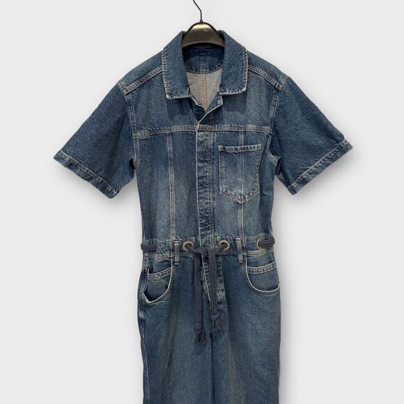 Free People Edison Wide Leg Denim Jumpsuit Size Medium - Picture 5 of 9